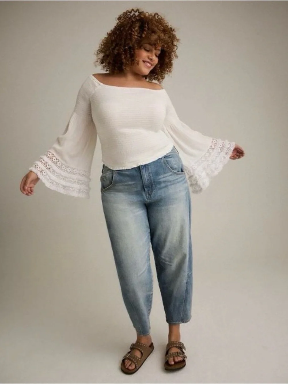 Torrid Festi White Off Shoulder Crop Top - Size 1X - NWT!